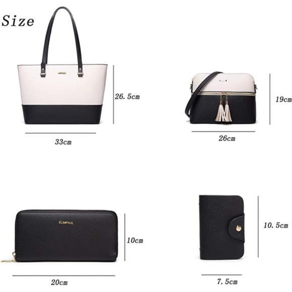 Womens 4pc Set Fashion Synthetic Leather Handbags Tote Bag Shoulder Bag Wallet - Picture 3 of 6